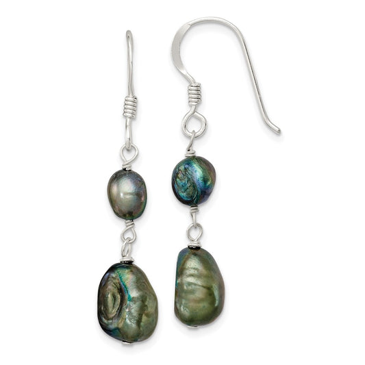 Sterling Silver Black Baroque FWC Pearl Earrings