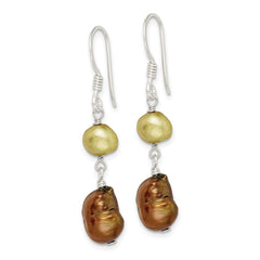 Sterling Silver Champagne Copper FWC Pearl Earrings