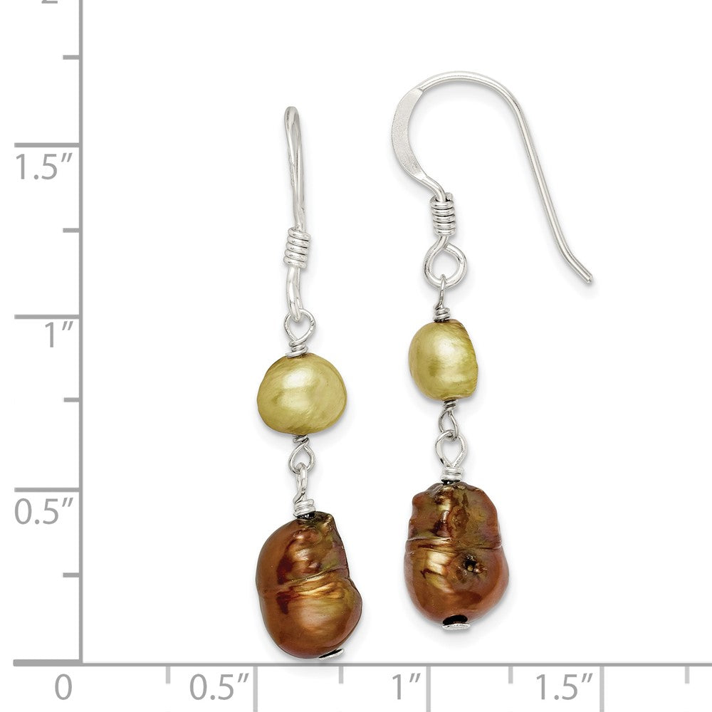 Sterling Silver Champagne Copper FWC Pearl Earrings