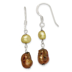 Sterling Silver Champagne Copper FWC Pearl Earrings