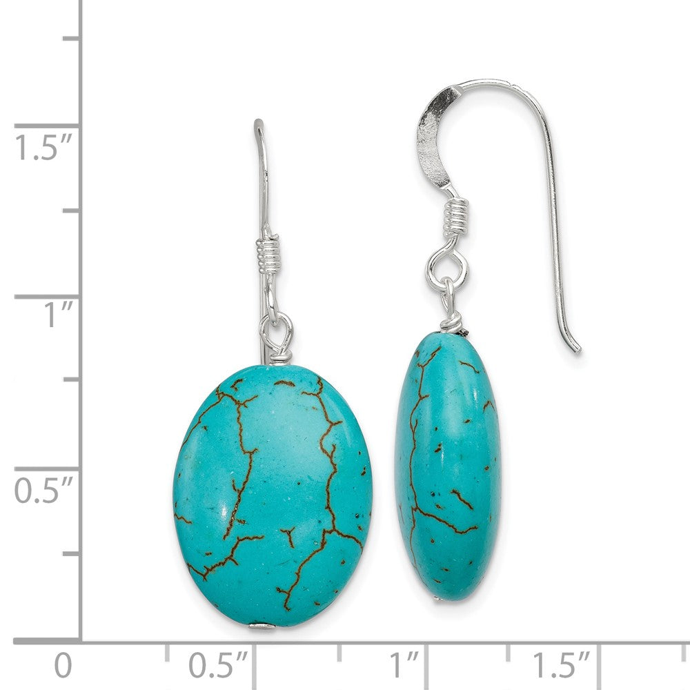 Sterling Silver Dyed Blue Howlite Dangle Earrings