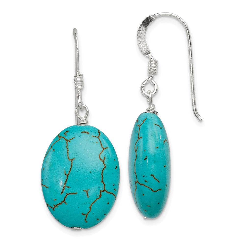 Sterling Silver Dyed Blue Howlite Dangle Earrings