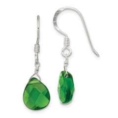 Sterling Silver Dark Green Crystal Dangle Earrings