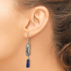 Sterling Silver Blue Lapis and Grey FWC Pearl Earrings