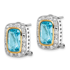 Sterling Silver & Gold-Plated CZ Omega Back Earrings