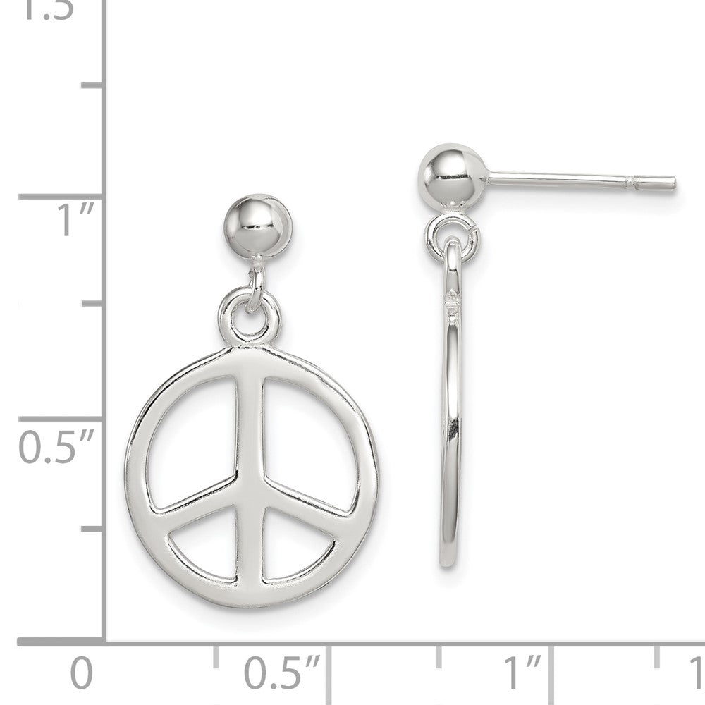 Sterling Silver Peace Sign Dangle Earrings