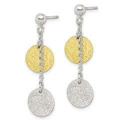 Sterling Silver and Vermeil Polished and Textured Dangle Earrings