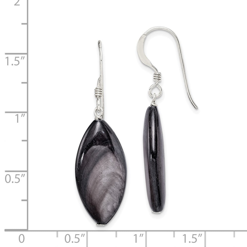 Sterling Silver Dark Grey Mother of Pearl Dangle Earrings