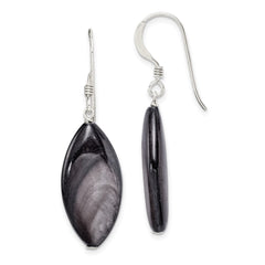 Sterling Silver Dark Grey Mother of Pearl Dangle Earrings