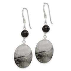 Sterling Silver Black Crystal Tourmalinated Quartz Earrings