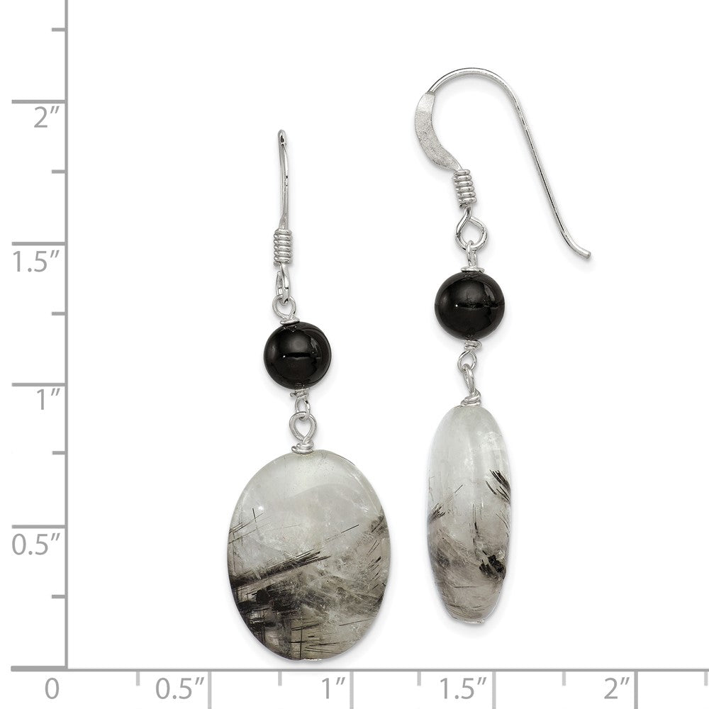 Sterling Silver Black Crystal Tourmalinated Quartz Earrings