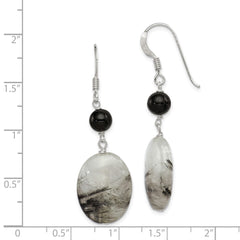 Sterling Silver Black Crystal Tourmalinated Quartz Earrings