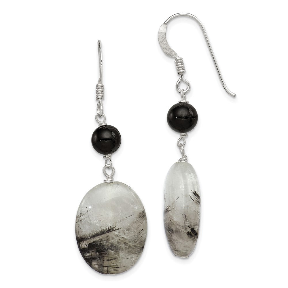 Sterling Silver Black Crystal Tourmalinated Quartz Earrings