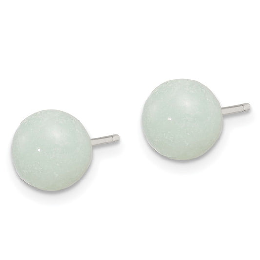 Sterling Silver 8-8.5mm Button Amazonite Post Earrings