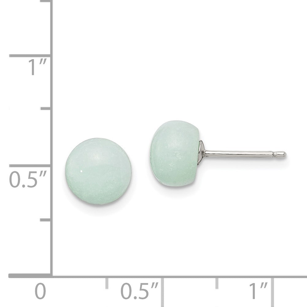 Sterling Silver 8-8.5mm Button Amazonite Post Earrings