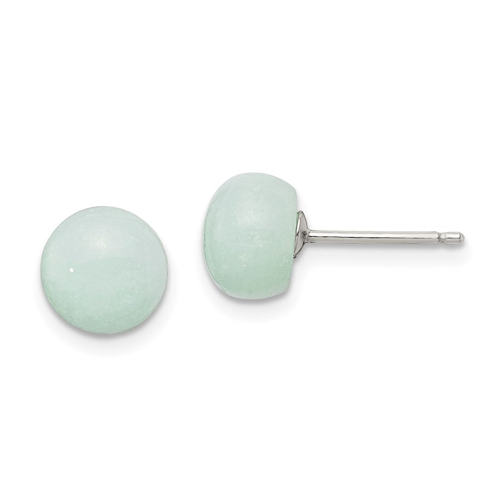 Sterling Silver 8-8.5mm Button Amazonite Post Earrings