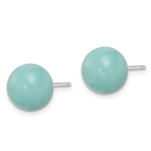 Sterling Silver 10-11mm Button Amazonite Post Earrings