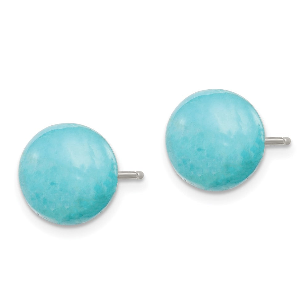 Sterling Silver 10-10.5mm Button Turquoise Post Earrings