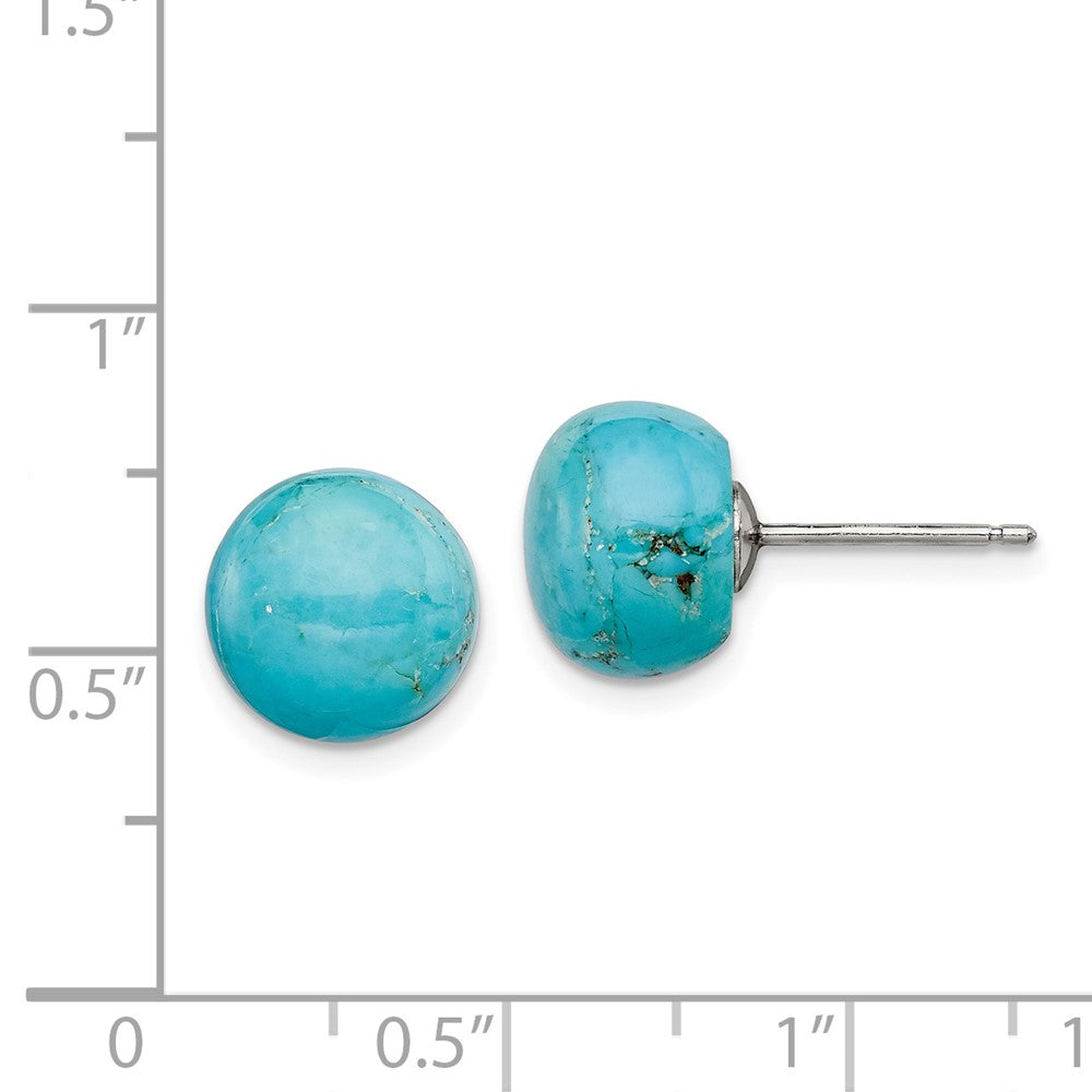 Sterling Silver 10-10.5mm Button Turquoise Post Earrings