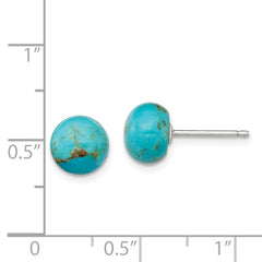 Sterling Silver 8-8.5mm Button Turquoise Post Earrings