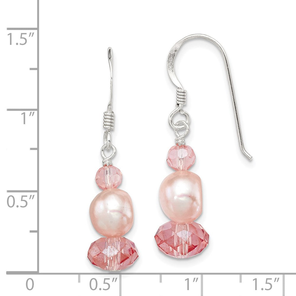 Sterling Silver Peach Crystal FWC Pearl Earrings