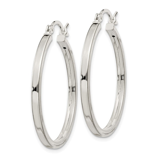 Sterling Silver 2.5x30mm Polished Hoop Earrings