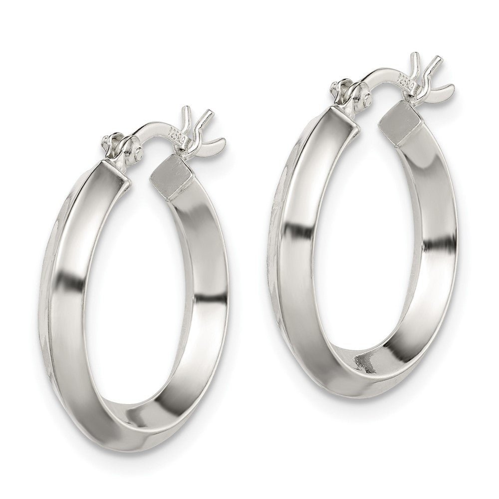 Sterling Silver 3x20mm Knife Edge Hoop Earrings