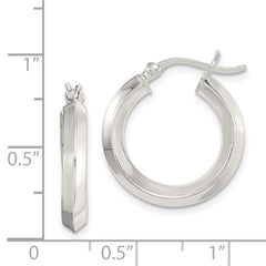 Sterling Silver 3x20mm Knife Edge Hoop Earrings