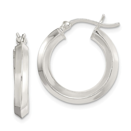 Sterling Silver 3x20mm Knife Edge Hoop Earrings