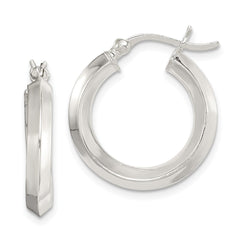 Sterling Silver 3x20mm Knife Edge Hoop Earrings