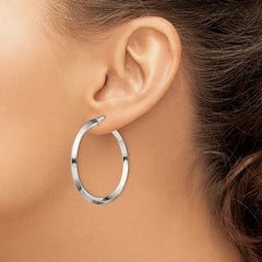 Sterling Silver 3x40mm Knife Edge Hoop Earrings