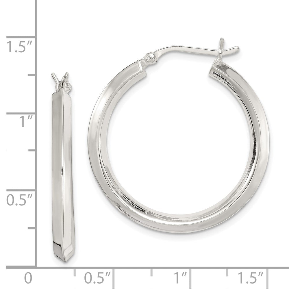 Sterling Silver 3x30mm Knife Edge Hoop Earrings