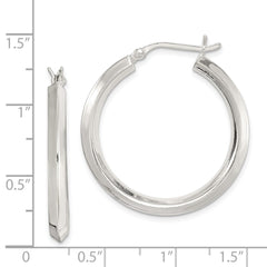 Sterling Silver 3x30mm Knife Edge Hoop Earrings