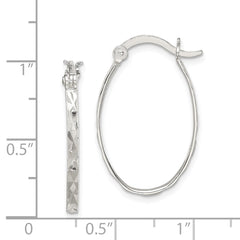 Sterling Silver Polished and Textured 2mm Oval Hoop Earrings