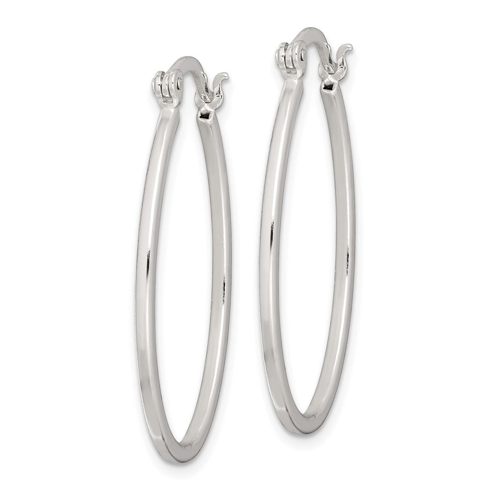 Sterling Silver Polished Oval Hoop Earrings