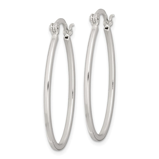 Sterling Silver Polished Oval Hoop Earrings