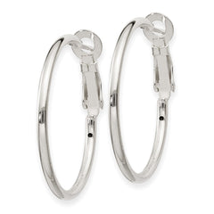 Sterling Silver 2x30mm Omega Back Hoop Earrings