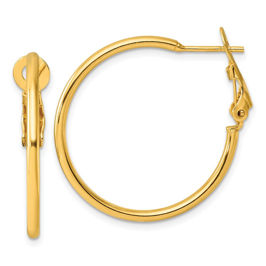 Yellow Gold-plated Sterling Silver Polished Omega Back Hoop Earrings