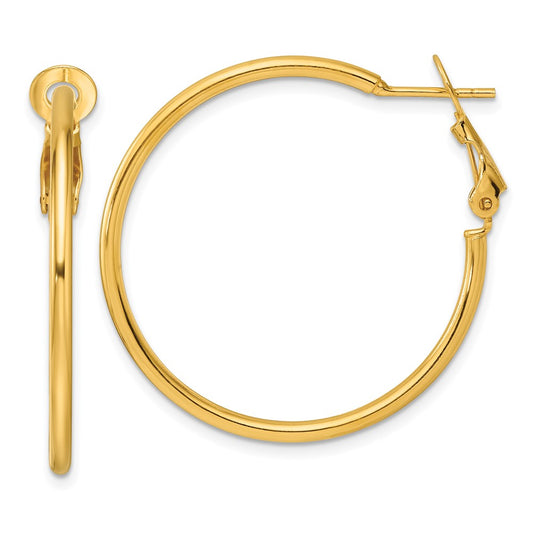 Yellow Gold-plated Sterling Silver Polished Omega Back Hoop Earrings