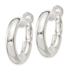 Sterling Silver 5x25mm Omega Back Hoop Earrings