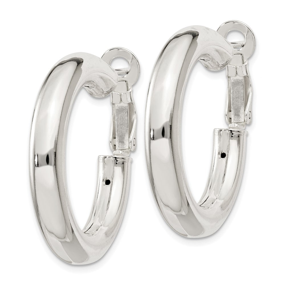 Sterling Silver 5x30mm Omega Back Hoop Earrings