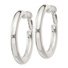 Sterling Silver 5x40mm Omega Back Hoop Earrings