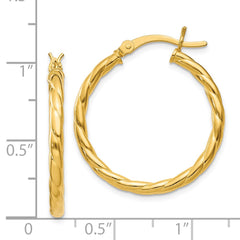 Yellow Gold-plated Sterling Silver Twisted 3x25mm Hoop Earrings