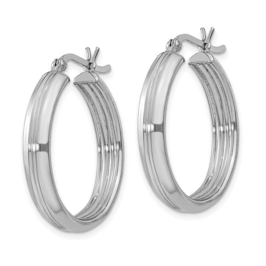 Rhodium-plated Sterling Silver 4.5x25mm Hoop Earrings