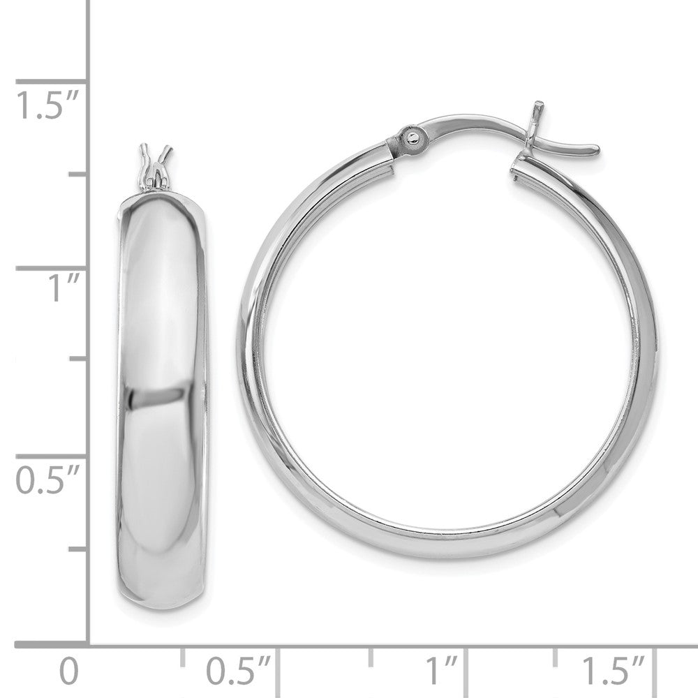 Sterling Silver 6x30mm Polished Hoop Earrings