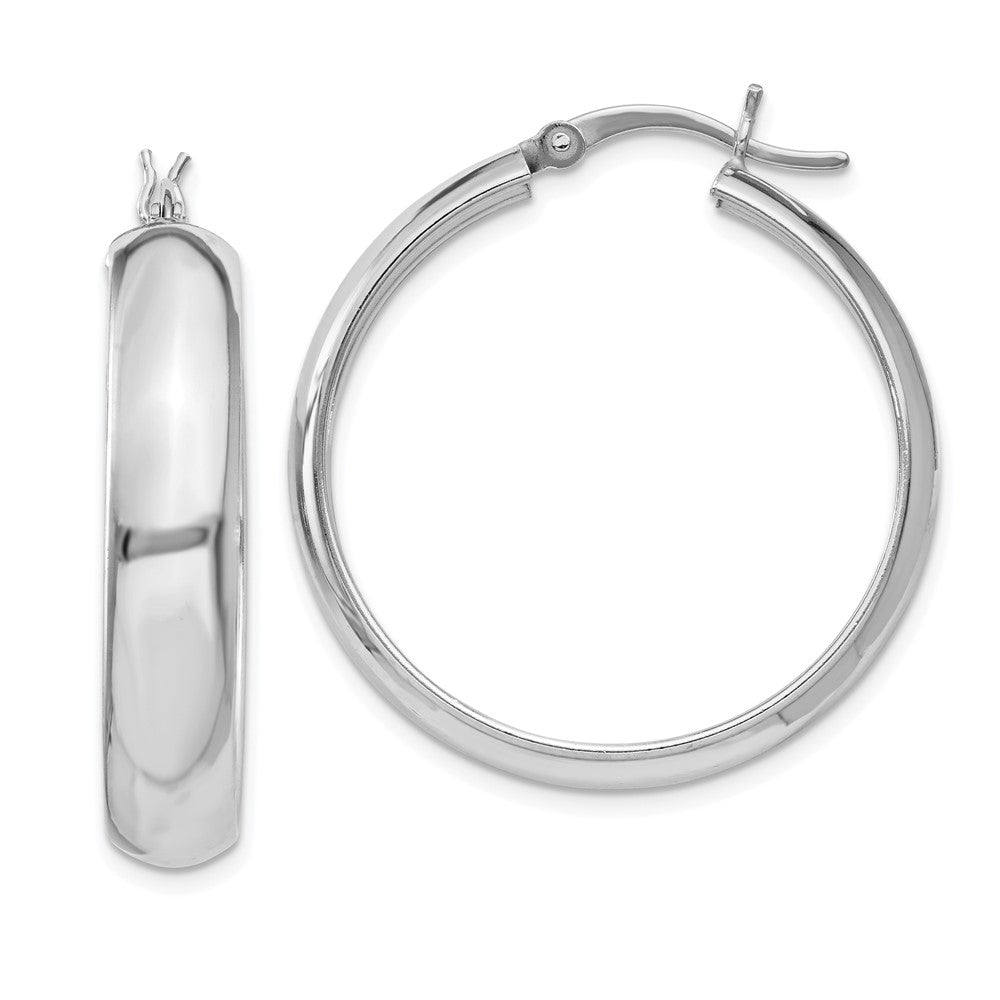 Sterling Silver 6x30mm Polished Hoop Earrings