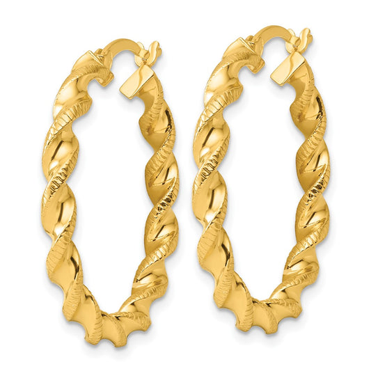 Yellow Gold-plated Sterling Silver Polished Twisted Round Hoop Earrings
