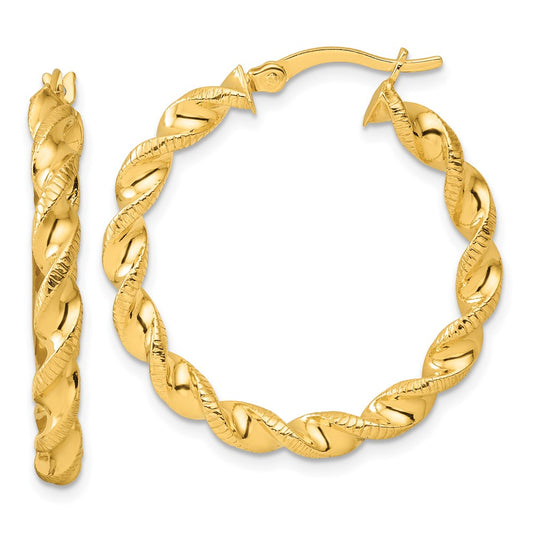 Yellow Gold-plated Sterling Silver Polished Twisted Round Hoop Earrings