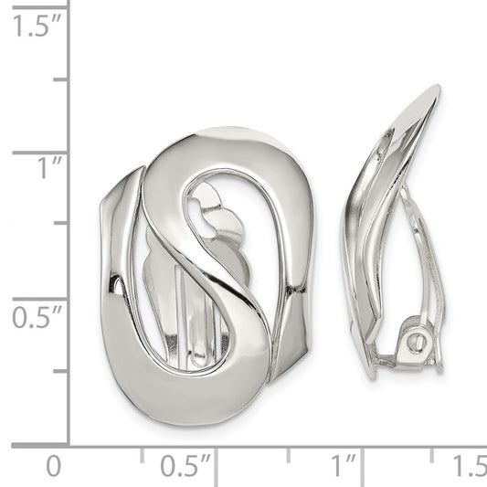 Sterling Silver Polished Clip-on Earrings