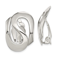 Sterling Silver Polished Clip-on Earrings